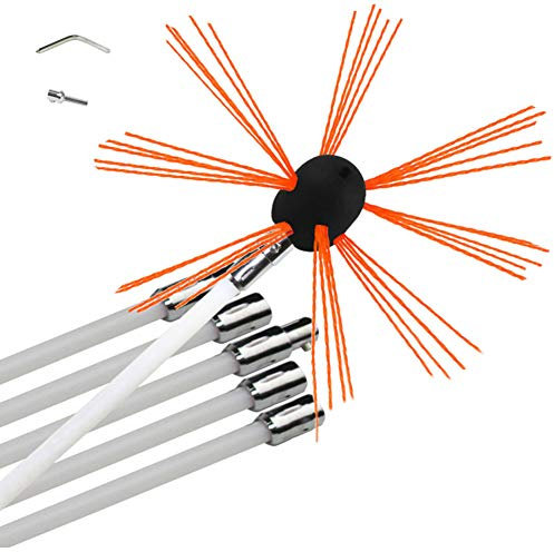 Kit de Ramonage, Kit Nettoyage de Poêle à Pellets/Granulés, Kit Nettoyage de Poêle pour Cheminées, Poêles, Chaudières, Canalisations, Gouttières, Choix Multiple,6m