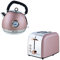 SQ Professional Epoque Breakfast Set 2pc Kettle with Rose Gold Accents & Temperature Display 2200W - 2 Slice Toaster with Rose Gold Accents, High-Lift, Wide Slots & 6 Browning levels 900W (Pink)