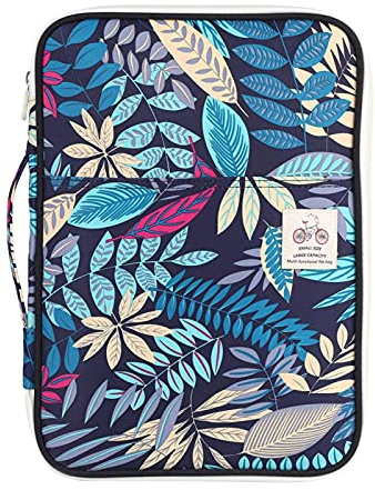 1 Stück A4 Dokumententasche, Portfolio Organizer Dokumentenmappe mit Reißverschluss, wasserdichte Konferenzmappe, 35 x 25 x 3 cm Außendienstmappe(Navy blau)