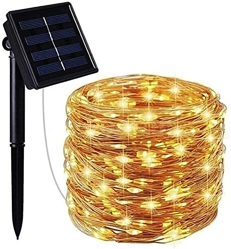 mafiti LED Solar Kupferdraht Lichterkette Solarlichterkette, 12M 120LED Kupferdrahtlampe String, Wasserdichte Solar Außen Sternen Lichterketten Beleuchtung mit 8 Modi für Garten Hof Party