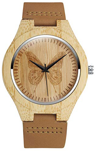 SUPBRO Holzuhren Herren Holzuhr Holz-Armbanduhr Klassik Analoge Quarzwerk Uhren Armband