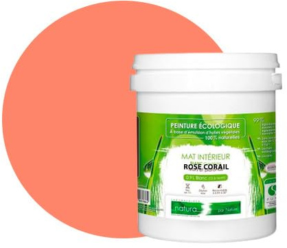 BOX DECO COULEURS Pintura de pared natural ecológica con aspecto mate interior Natura – 1L, rosa coral