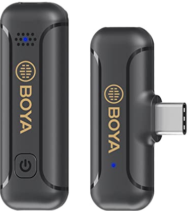 Boya BY-WM3T2 Mini Wireless Lavalier Mikrofon für Android, 2.4GHz Plug Play Ansteckmikrofon USB-C Kondensatormikrofon mit Kugelcharakteristik Videoaufnahme Tiktok Facebook YouTube Live Stream