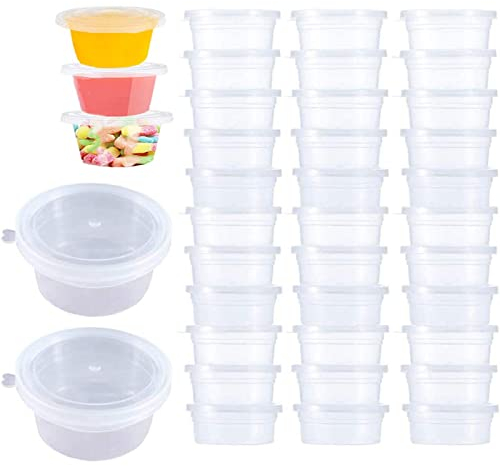 Menmamenma 50 Pack 2oz Round Stackable Plastic Food Containers with Lids - Reusable, Leakproof, Dishwasher & Microwave Safe, Meal Prep Containers