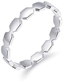 Epinki Platin Verlobungsring, Freundschaftsringe Sechseck Geometrisch Pärchen Ringe Diamantring Damen Goldschmuck Gr.49 (15.6)