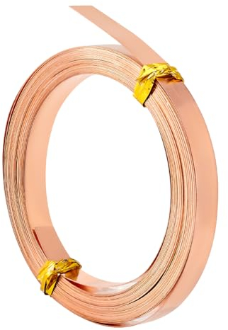 BENECREAT 6 m Flacher Kupferdraht, 6.5 mm Breiter Flacher Kupferdraht, Kupfer-Schmuckdraht Flacher Kupferdraht Für Selbstgemachte Schmuckverkleidung, Handgefertigter Draht