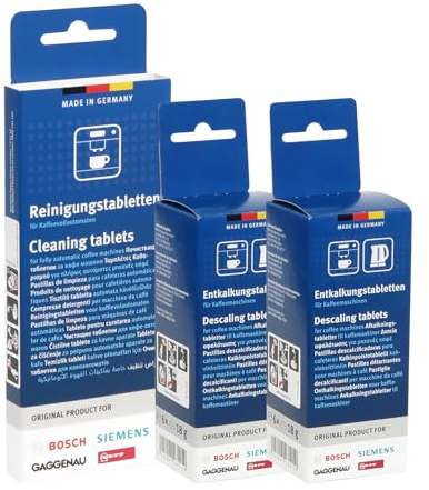 Reinigungs/Pflege-Set passend für BSH Bosch/Siemens Kaffeevollautomaten, 2 x 6 Entkalkungstabletten und 1 x 10 Reinigungstabletten