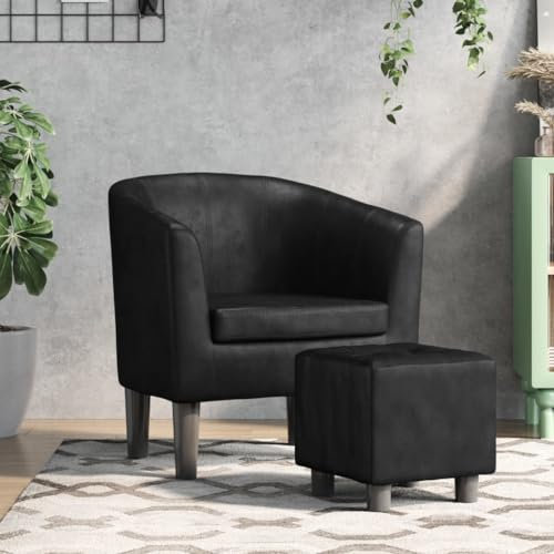Festnight Cocktailsessel Kunstleder Clubsessel Sessel Loungesessel Armsessel Lesesessel Klein Relaxsessel Bürosessel Ledersessel Retro Einzelsessel Armchair Schwarz