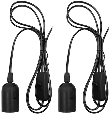 Tiardey 2er-Pack Lampenfassung mit Schalter, E27-Fassung, Lampenfassung mit EU-Stecker für Pendelleuchten, DIY-Lampe (schwarz)