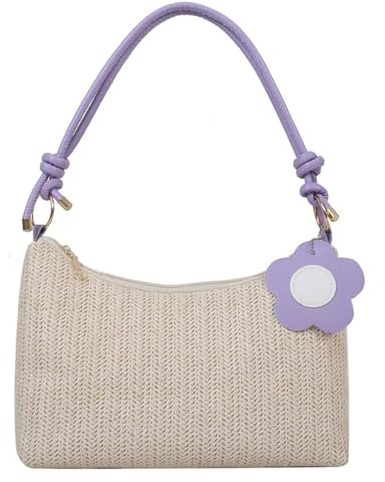 Generic Unterarmtasche für Damen Handtasche PU Leder Tasche Lila Umhängetasche Crossbody Schultertasche mit Reißverschluss