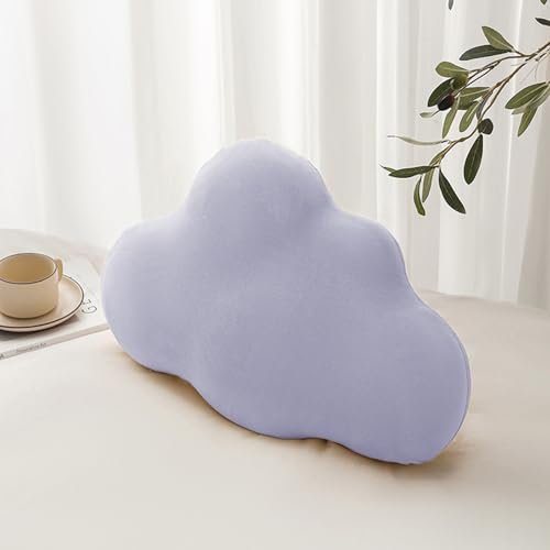 Viusneun Wolke Kissen mit Memory Foam Füllung,3D Wolke Plüsch Dekokissen,waschbar Sofakissen Bürokissen Stuhl Sofa Bett Zierkissen 53x33cm (Lila)