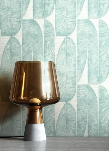 Newroom Vliestapete Türkis Bananenblätter Boho Tapete Wohnzimmer | matte Textilstruktur mit Reliefaderung, tropisches Blattmuster in Mintgrün, Mustertapete, Wandtapete maritim, Schlafzimmer