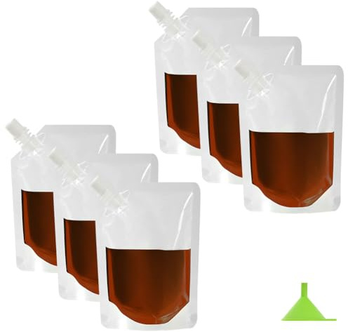 Flintronic 6PCS Paquete Bolsas para Bebidas, 250ML, Frascos de Plástico Reutilizables, Bolsas Ocultas para Bebidas, para Festivales, Viajes, Camping, Picnic, Fiestas