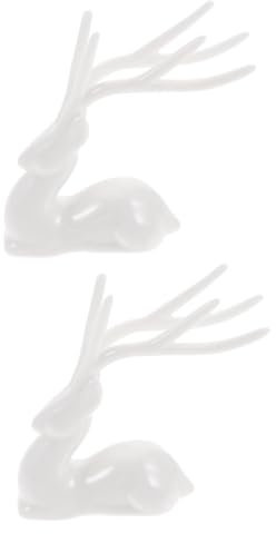 TOPBATHY 2St Elch aus Keramik weißes Rentier Mini-Weihnachtsfiguren Mini-Rentier Animal Figures Living Room Decoration weihnachtsdeko Hirschfiguren Wohnkultur Keramik-Kunsthandwerk-Ornament