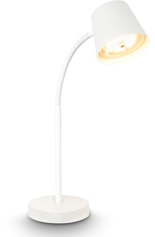 BRILONER - Lampe de table LED sans fil tactile, orientable, pivotante, batterie et source lumineuse interchangeables, lampe de chevet, lampe de bureau et lecture, Home Office, 38,5cm, Blanc