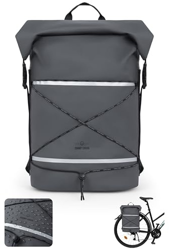 Johnny Urban Dry Bag Fahrradtaschen für Gepäckträger Grau - Myles Bike - wasserdichte Tasche für Fahrrad - 3 in 1 Drybag, Rucksack und Gepäckträgertasche - 34L