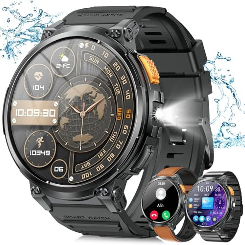 Reloj Inteligente Hombre con Llamadas Bluetooth y Pantalla 1.85, IP68 Impermeable y Batería 730 mAh Smartwatch Hombre con 120 Deportivos/Frecuencia Cardíaca/SpO2/Sueño para Android iOS, Negro