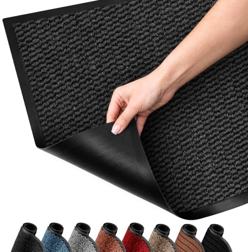 SG Traders Washable Door Mats - Non-Slip Rubber Backed Doormats Indoor & Outdoor - Highly Absorbent Door Mats, Floor Mat, Kitchen Mat Perfect Dust Grabbing Doormats Dirt Trapper (80x160cm-Anthracite)