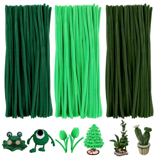 300 Stück Pfeifenputzer Grün 30cm x 6mm Pfeifenputzer Grün zum Basteln | Pfeifenreiniger Grüne Lang Pfeifenreiniger Zum Basteln 3 Verschiedene für DIY Handgemacht, Dekoration für Kinder