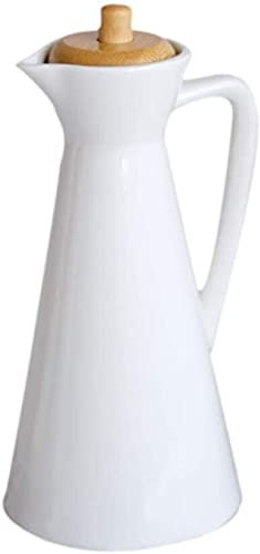 Ölflasche aus Keramik mit versiegeltem Bambusdeckel, Essigflasche, auslaufsicher, Olivenölspender für Sojasauce, Essig, Menage
