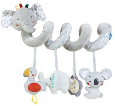 champracer Kinderwagenkette, Spirale Bett Kinderwagen Spielzeug, Aktivität pädagogische Plüschtier, Plüsch-Hänge spirale Spielzeug, Autositz-Spielzeug, für Kinderwagen, Bar, Kinderbett (Elefant)
