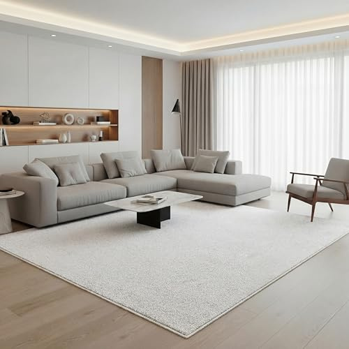 Jimri Moderner Teppich Wohnzimmer – Weich, Strapazierfähig & Pflegeleicht – Hochwertige Verarbeitung – Oeko-TEX Zertifiziert – Helles Cream-Weiß, Rechteckig 200x290 cm