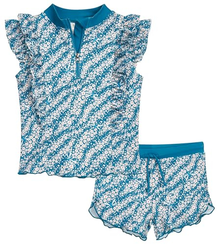 Playshoes UV-skydd badset tvådelad, Blommor Petrol, 122-128