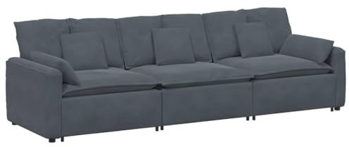 vidaXL Modulsoffa med dynor mörkgrå, sektionssoffa, modulär sektions, sammet sektion, modulär sektionssoffa, modern soffa, familjevänlig soffa