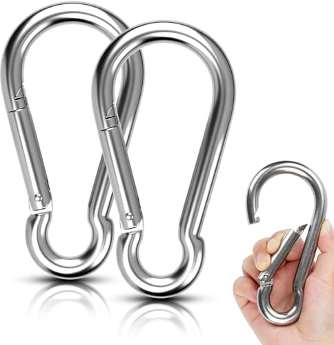 jwtyu 12 x 140 mm stor karbinhakar rostfritt stål 2 stycken karbinhakar lastkapacitet 500 kg för Swing Lanyard DIY tillbehör pulley båt camping resor fiske