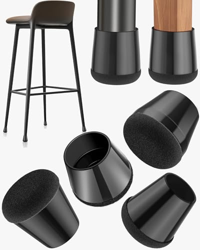 yomanta Protection Pied de Chaise 24 Pièces - Patins en Silicone avec Feutre Épaissi pour Sols Bois Dur/Carrelage - Réduit Bruit et Rayures - Capuchons Antidérapants Noir (S 21-25mm)