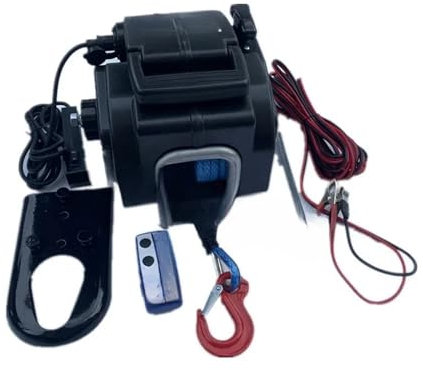 Cabrestante eléctrico portátil de 5000 libras, remolque de yate, autoconducción, autorescate, cabrestante marino, autoconducción, Control por cable de 12V(Fiber rope)