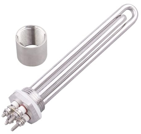 LIUCH Chauffage tubulaire 12v 24v 36v 48v 1 filetage eau DN25 DC 300w 600w 1200w 1500w élément chauffant électrique solaire(With accessories,NPT_24V 600W)