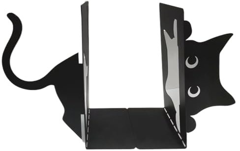 Fermalibri decorativi a forma di gatto, 12 x 17 x 9 cm, in ferro, rustico, con simpatico gattino, supporto antiscivolo per scrivania, scaffale, fattoria, camera da letto, ufficio, sala studio