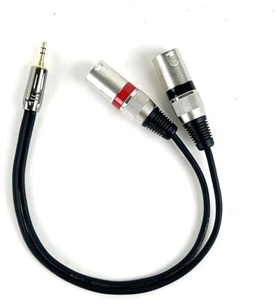 ROBAUN Adaptateur jack 3,5 mm 1/8 vers 2 XLR 3 broches, câble répartiteur en Y 3,5 mm mâle vers double XLR mâle/femelle, 0,3 à 5 m(D1002-MM-Black-Red,0.29m)