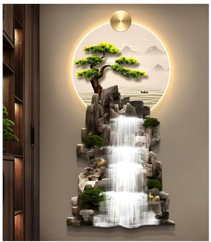 3D-Wandskulpturen Kunst mit LED-Licht – Traditionelle chinesische Metall-Wanddekoration für Schlafzimmer, Wohnzimmer und Eingang