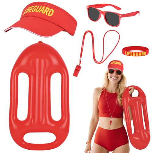 Alaoo 5Pcs Life Guard Costume Accessories Set for Adults
