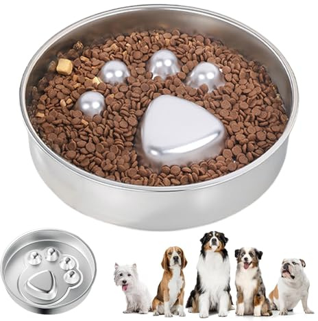 Bol pour Chien Anti-Glouton,Gamelle pour Chiens Qui Mangent Trop Vite | INOX Antidérapant avec Interactive Prévenant L'Étouffement pour Éducation des Chiots