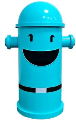 NIUHUAHUI Cubo de basura Papelera industrial con cara sonriente - Gran cubo de hierro for manualidades creativas y decorativas para casa/oficina(Blue)