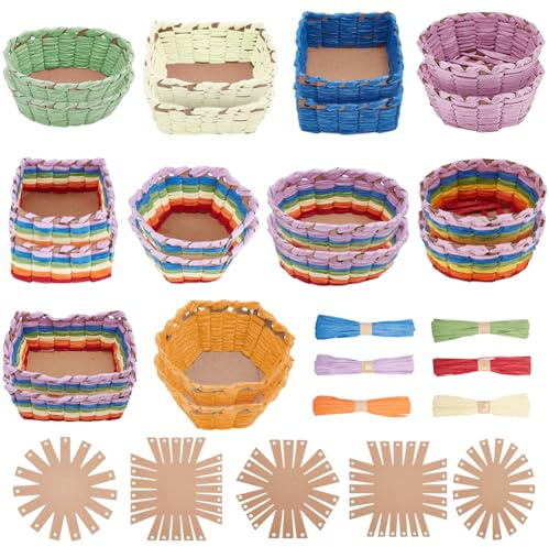 FREEBLOSS 30 Set Korbflechtprojekt Einführungsnähprojekt Für Anfänger Kunst Und Handwerksprojekte Mit Video Tutorials Sortiertes Korbflechtset Für Ostereiergeschenke