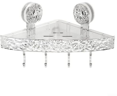 Mensola angolare trasparente per doccia, a ventosa, con fori di scarico per vasca da bagno e cucina, organizer salvaspazio, forte adesione, facile installazione