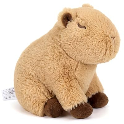 shownicer Capybara Wärmetier Kuscheltier Wärmekissen mit Leinsamen Gewichtstiere Plüschtier 0,6 KG 23cm Körnerkissen Mikrowelle Geschenk für Freunde Kinder