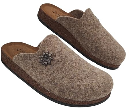 Originali Zoccoli Alpini, Ciabatte Uomo e Donna Invernali, Calde Sabot Tirolesi in Lana Cotta, 100% Made in Italy (Taupe, Sistema Taglie Calzature EU, Adulto, Uomo, Numero, Media, 43)
