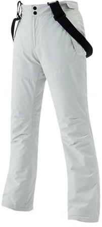 Generisch Pantalones de esquí para hombre con aislamiento a prueba de viento, traje de nieve cálido para invierno, pantalones de snowboard para actividades de ocio, Blanco, L