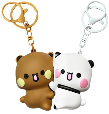 JXAXD Lot de 2 Porte-Clés Bubu Dudu, Porte-Clés Magnétique Bubu et Dudu, Porte Clé Couple, Porte Clé Panda de Dessin Animé, Porte-Clés Mignon pour Femme, Sac à Dos,Clés de Voiture, Cadeau pour Couples
