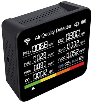 Rilevatore di gas, Monitor a qualità 'aria 14 in 1/13 in 1 Rilevatore di CO/CO2 WIFI Tuya Monitoraggio in tempo reale Ampio Kit for test domestica Controllo tramite APP per lavoro e casa(Blue)