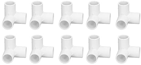Generic Raccordi per Tubi in PVC a 3 Vie Connettore Angolare a T Durevole per Tubi Dell'acqua, Mobili e Giardino | Set da 10 Pezzi per Progetti Fai da Te | Diametro Interno 20 Mm per Strutture di