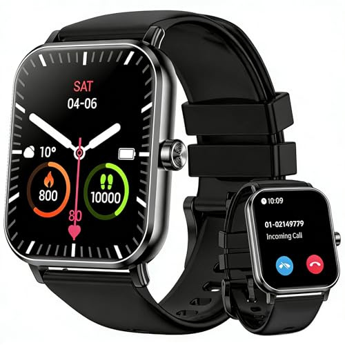 QONBINK Smart Watch, 1.85 HD Fitness Tracker with Bluetooth Calls, 5 ATM Waterproof, 24/7 Heart Rate/Sleep Monitor, Pedometer, Calories, 130+ Sport Modes, Smartwatch for iOS Android (Black)