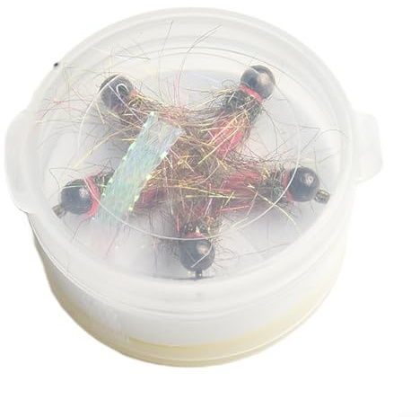 Juego de moscas de pesca con mosca con cabeza de 5 cuentas, señuelos de trucha ninfa, mosca de seda brillante de hundimiento rápido con cola verde rosa, gancho de acero de alto carbono para trucha