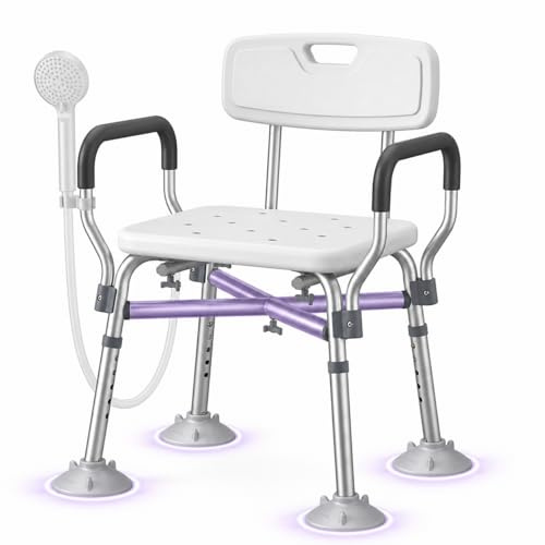 KEKOY Shower Chair to Sit on in Shower with Arms, Height Adjustable