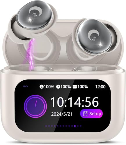 Mini Wireless Sleep Earbuds with Smart Touch Screen for Side Sleepers White